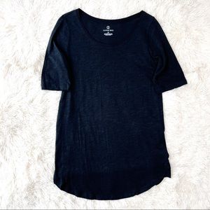 Lands’ End tee shirt tunic washed black oversized scoop neck classic t Sz XS